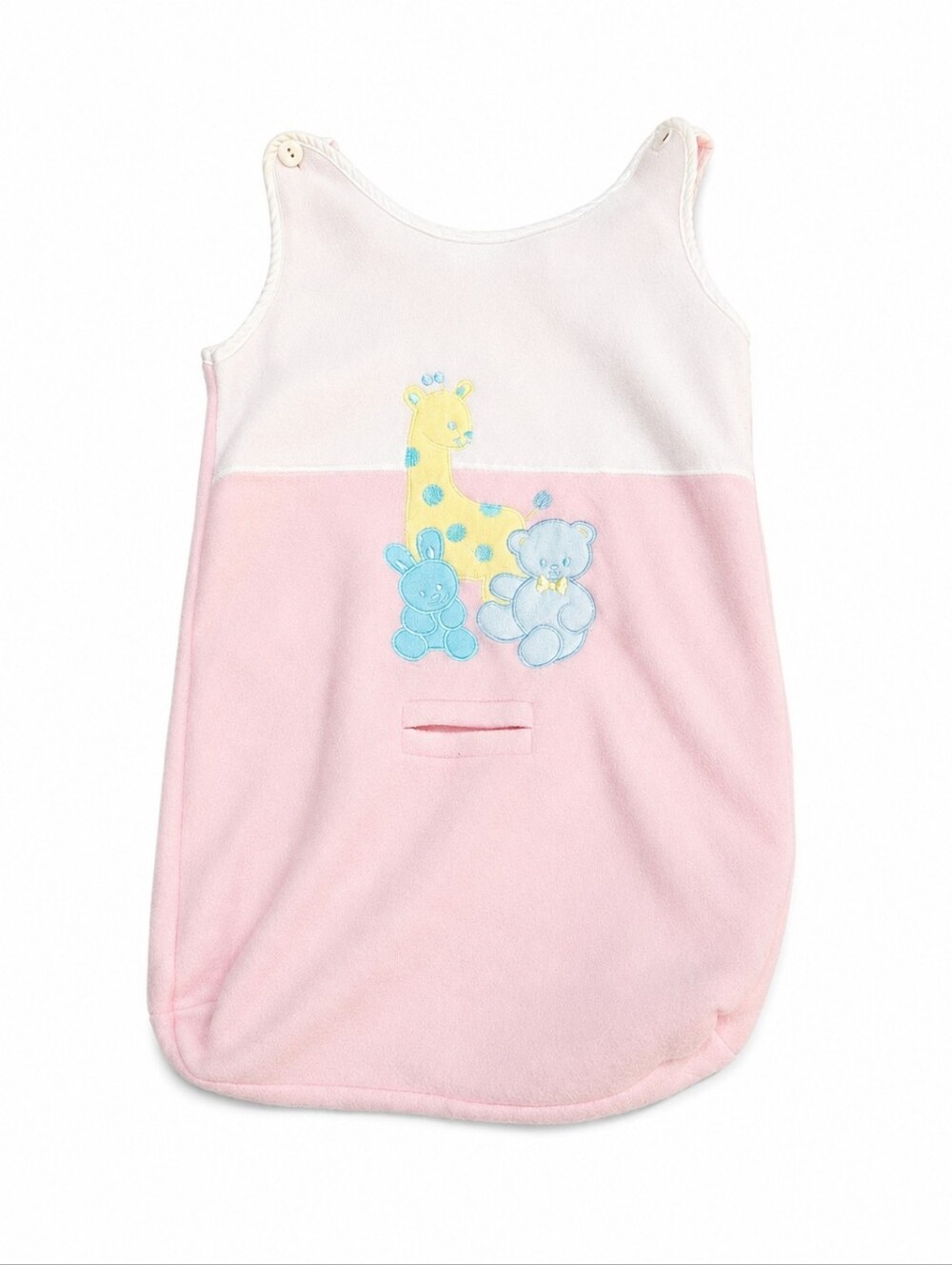 Vintage IOZ Baby Sleep Sack Pink Fleece Giraffe Teddy Bunny 0–12 Months